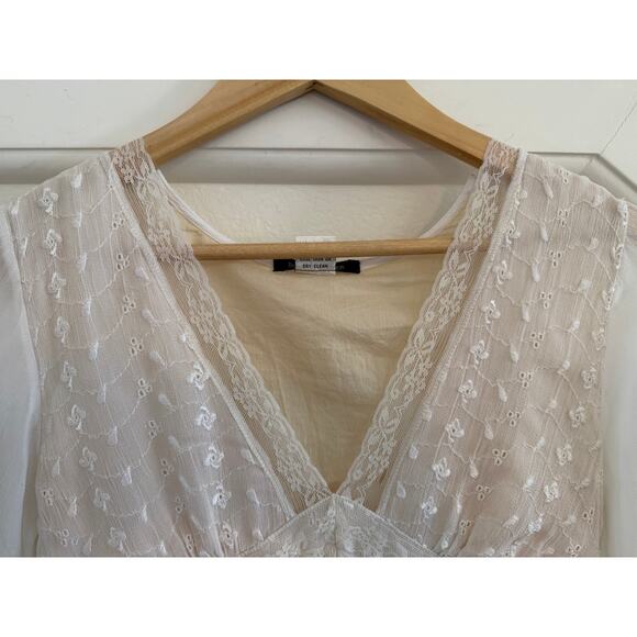 Boston Proper Lace Eyelet Maxi Dress Womens Sz 4 Cottagecore Fairy Whimsy White - Picture 7 of 15